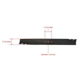 Close-up of Toro tooth mulcher blade teeth for efficient cutting.