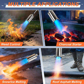 Torquen angled nozzle keeps you at a safe distance while cooking or weeding.