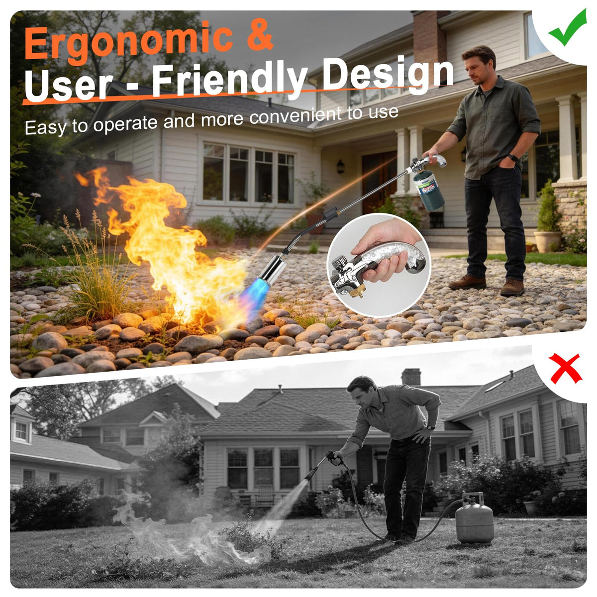 Torquen ergonomic handle with non-slip grip reduces hand fatigue.