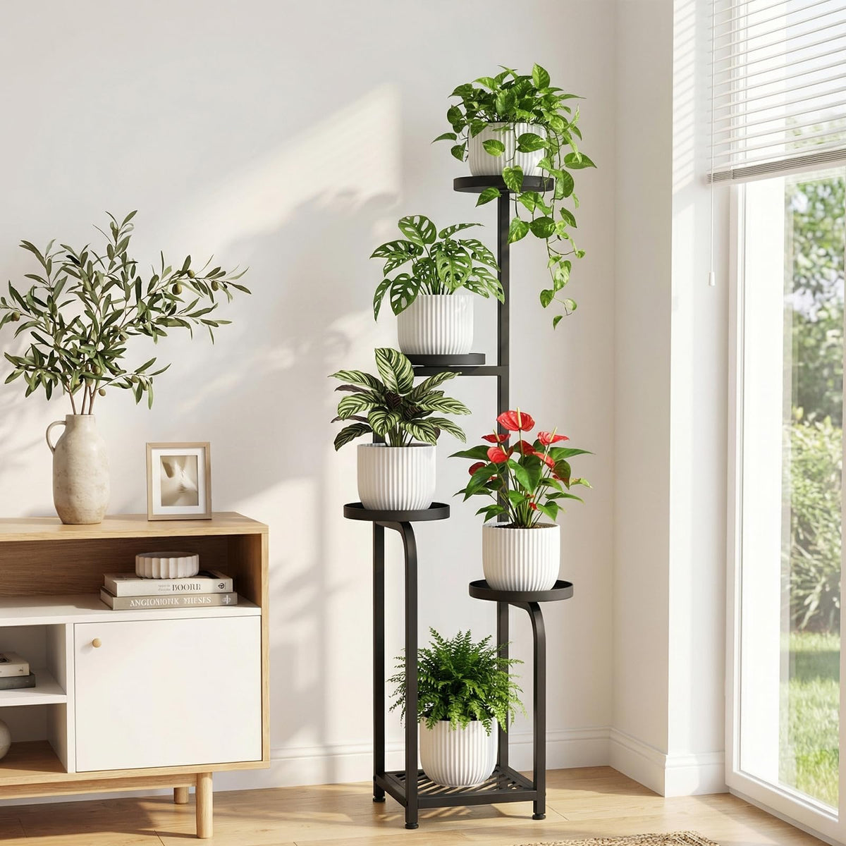 TOSKING anti-tip heavy-duty plant stand keeps large pots stable