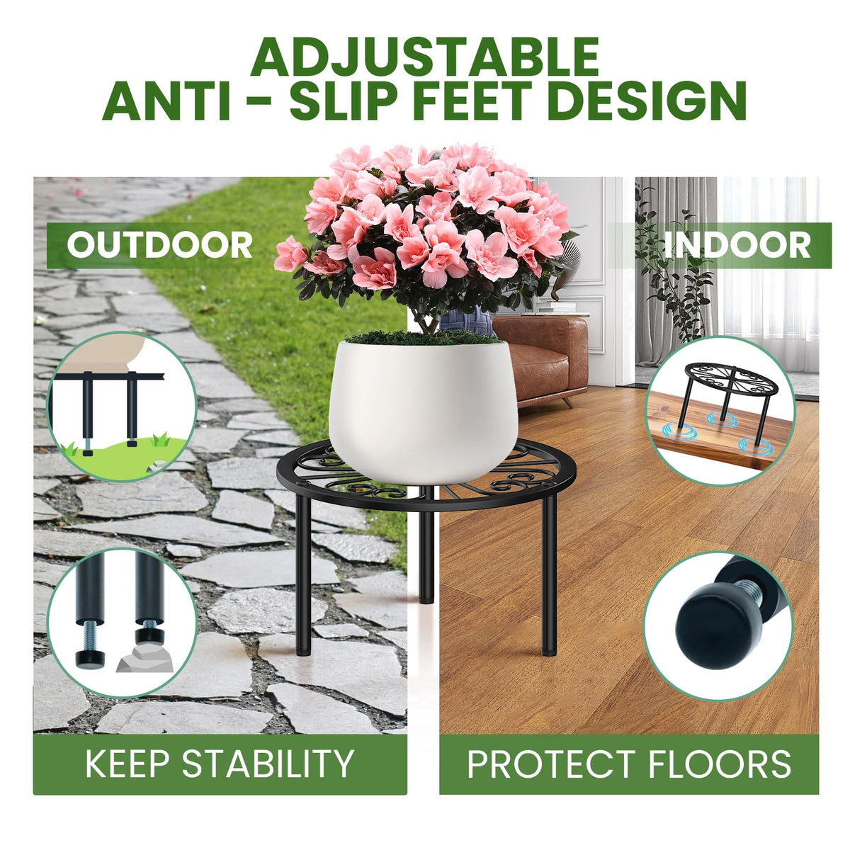 TOSKING plant stand on patio with sunlight and potted plant.