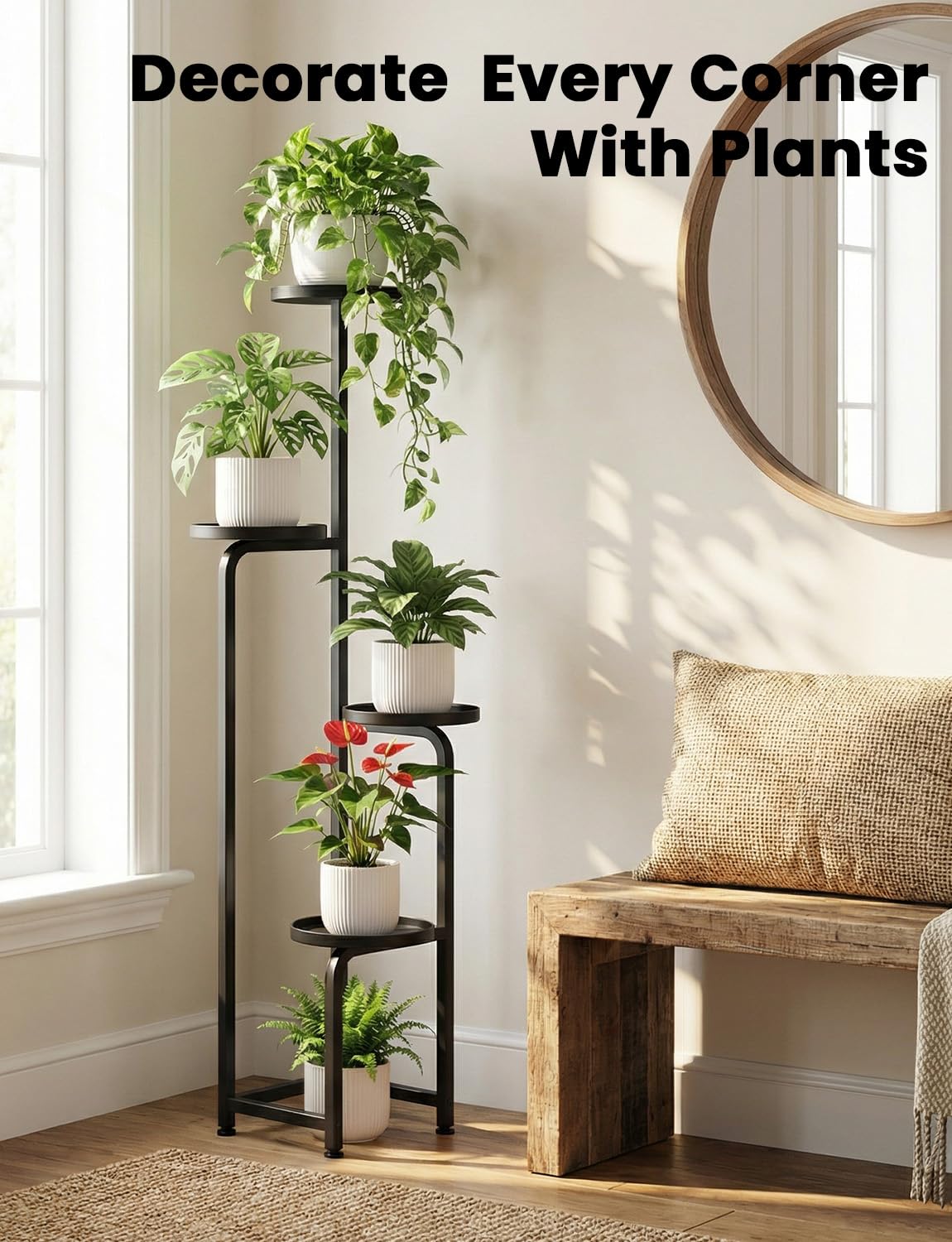 TOSKING patio-balcony display keeps decor organized and accessible.