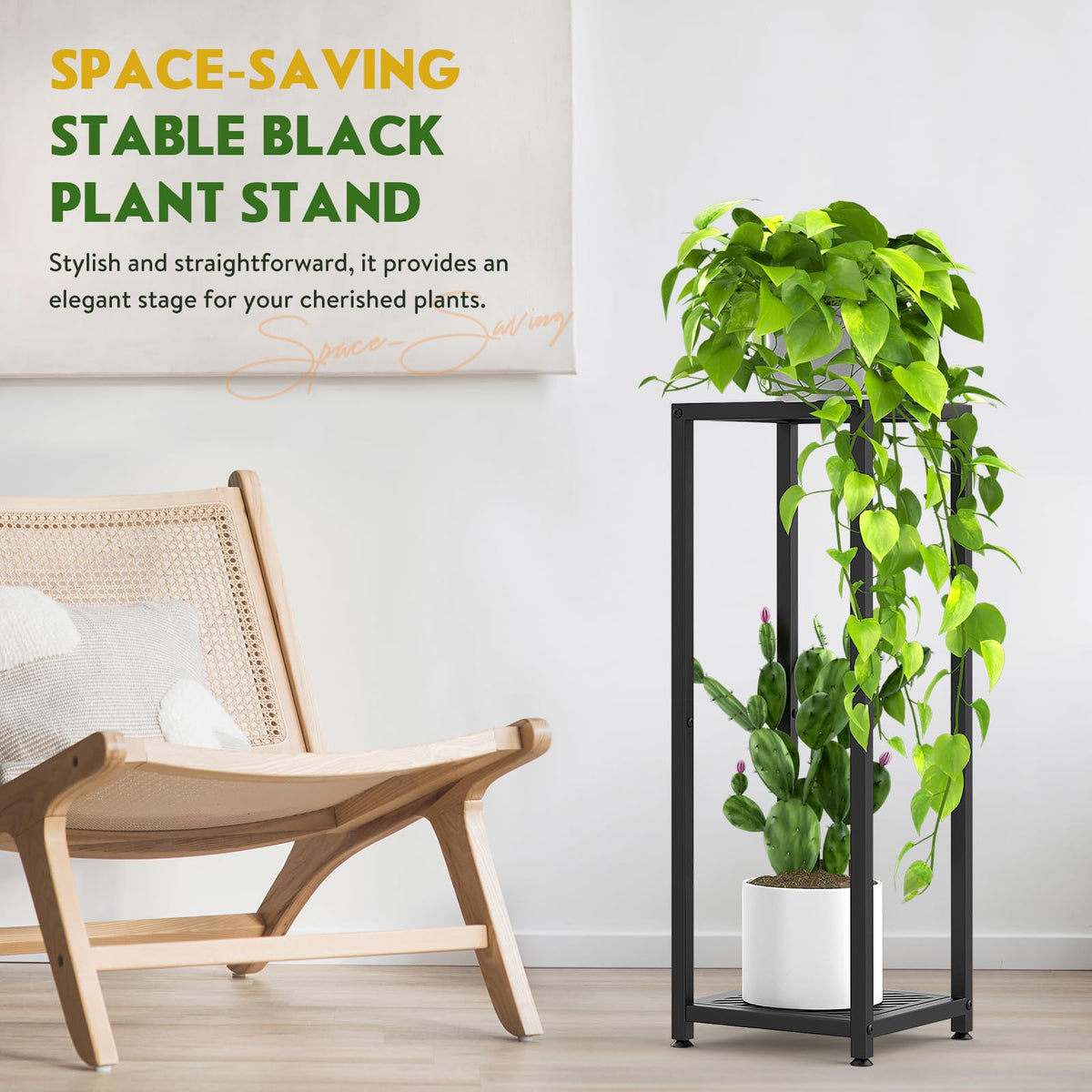 TOSKING tall plant stand assembly guide image illustrates quick tool-free setup.