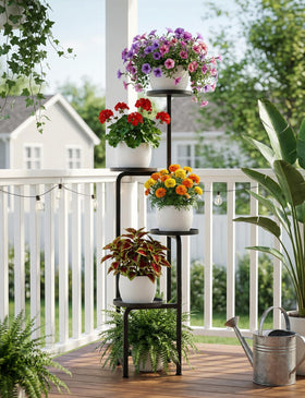 TOSKING vertical multi-tier display creates dramatic plant showcases in tight spaces.