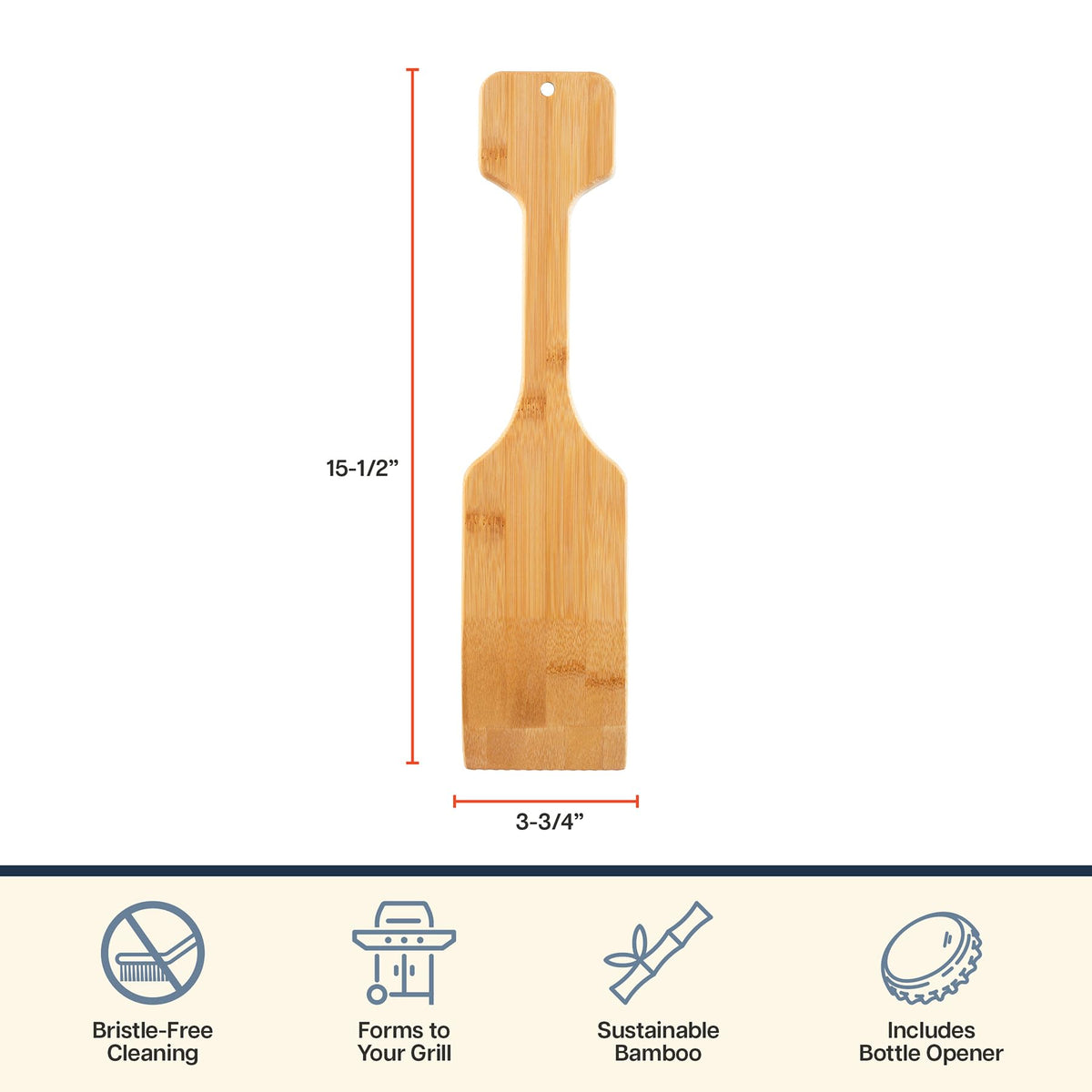 Totally Bamboo includes a built-in bottle opener for convenient grilling