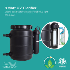 TotalPond coarse black filter image shows debris capture for cleaner pond water.