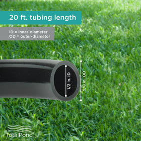 TotalPond half-inch tubing in black blends with surroundings for discreet pond systems.