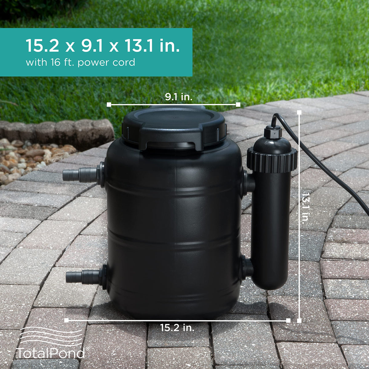 TotalPond in-water installation demonstration shows flexible positioning for easy maintenance.