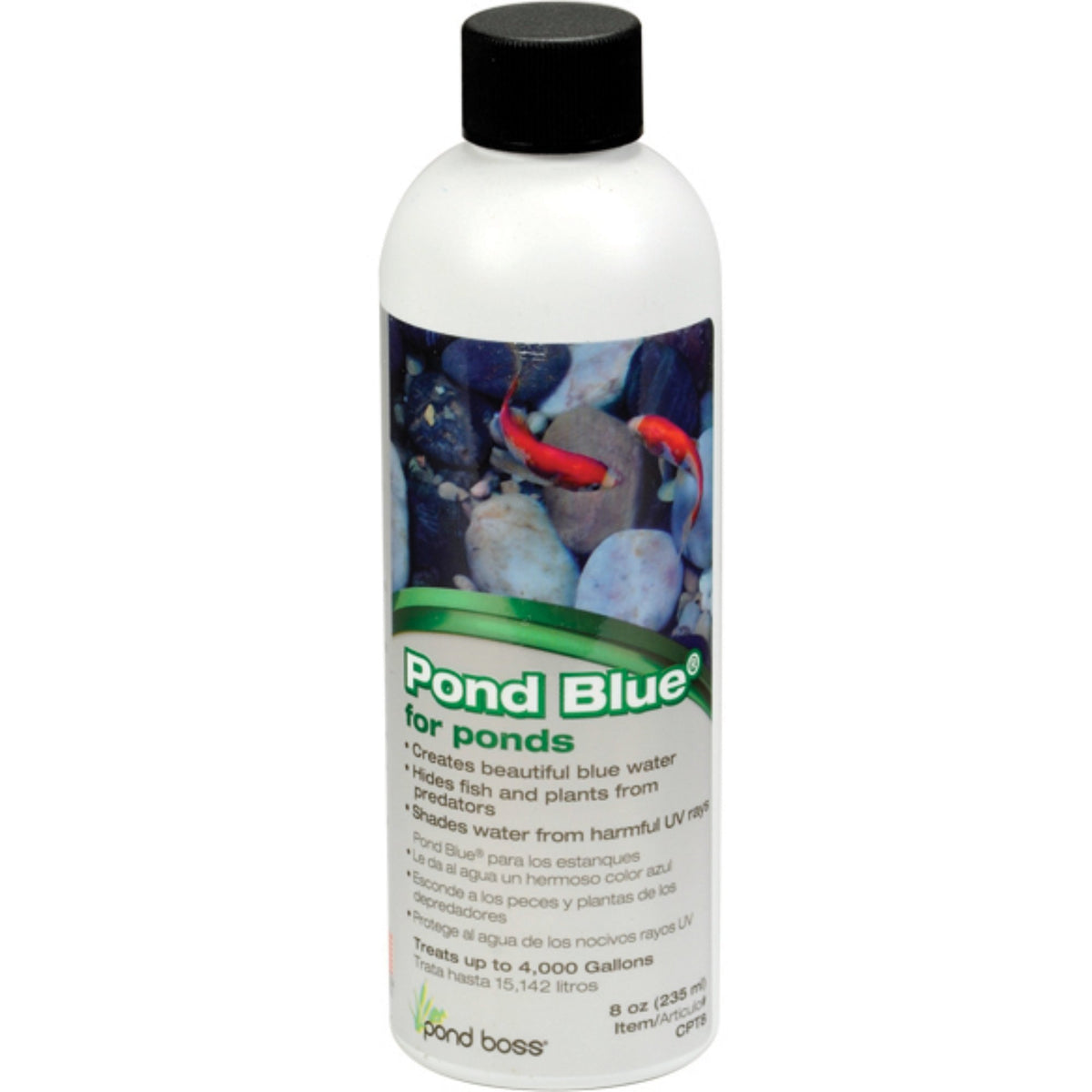 TotalPond Pond Blue creates blue water while protecting pond fish.