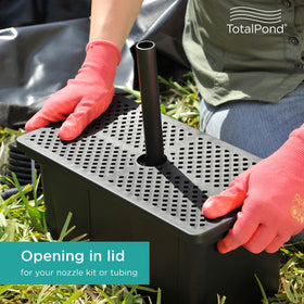 TotalPond Universal Pump Filter Box close-up of filters and bio-balls