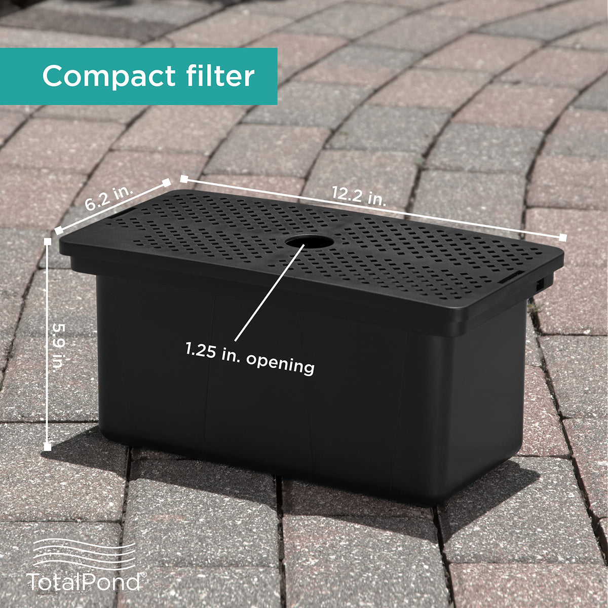 TotalPond Universal Pump Filter Box ready for installation in small ponds