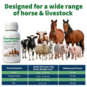 Totoketty ivermectin liquid ready to mix with feed for convenient treatment.