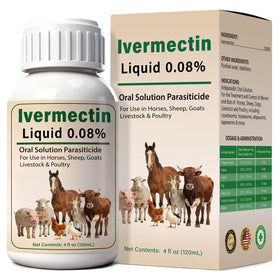 Totoketty Ivermectin Liquid bottle pour showing easy dosing for livestock