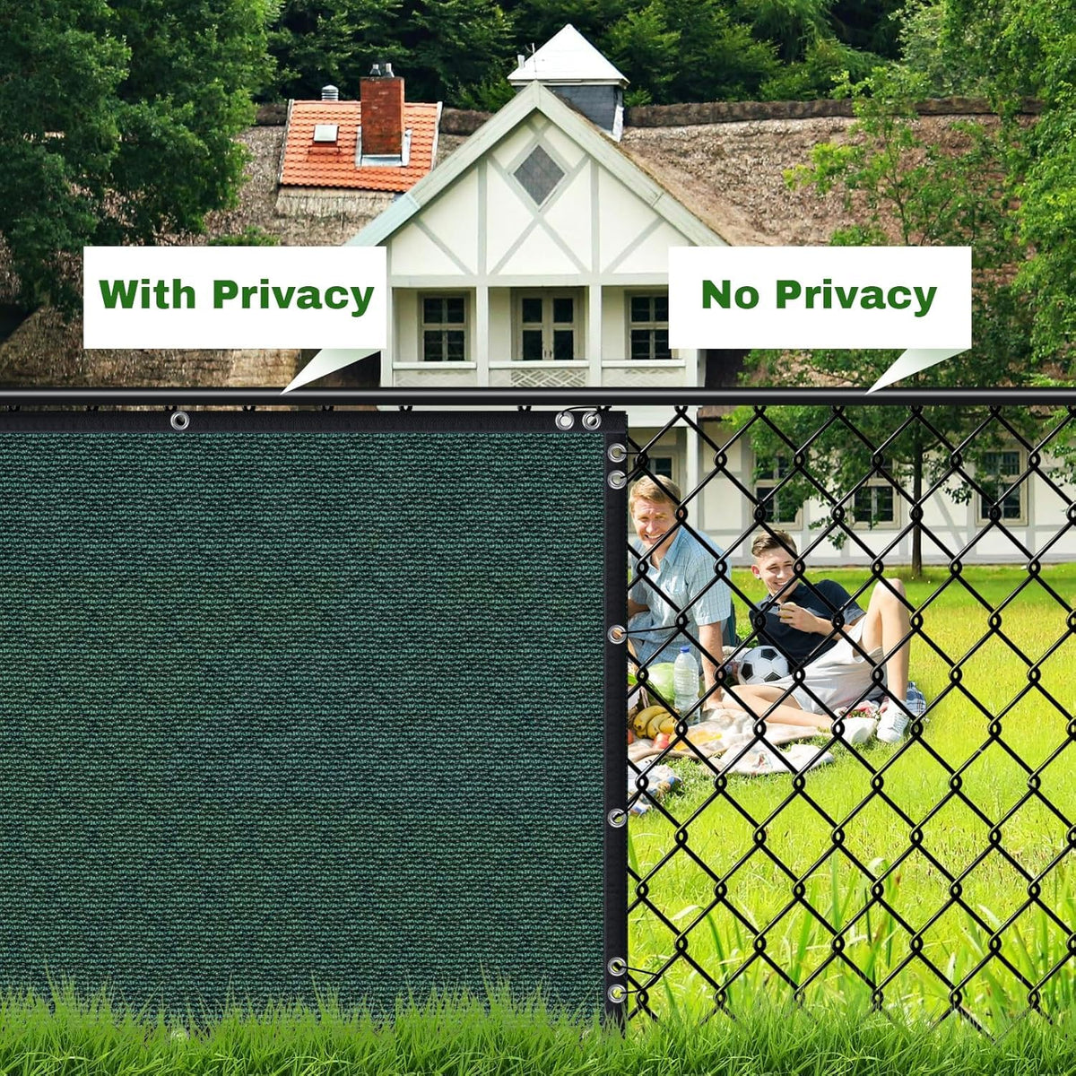 TOTU privacy screen on a backyard fence enhances seclusion and air flow