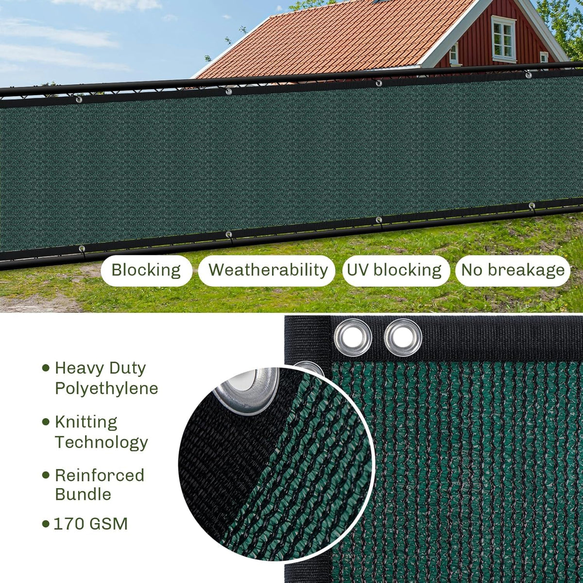 TOTU reinforced edge strapping helps secure the screen along the fence line