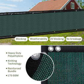 TOTU reinforced edge strapping helps secure the screen along the fence line