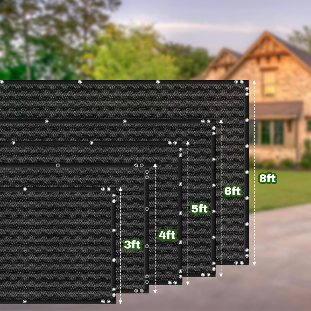 TOTU fence screen with four corner grommets ensures wind-stable installation.