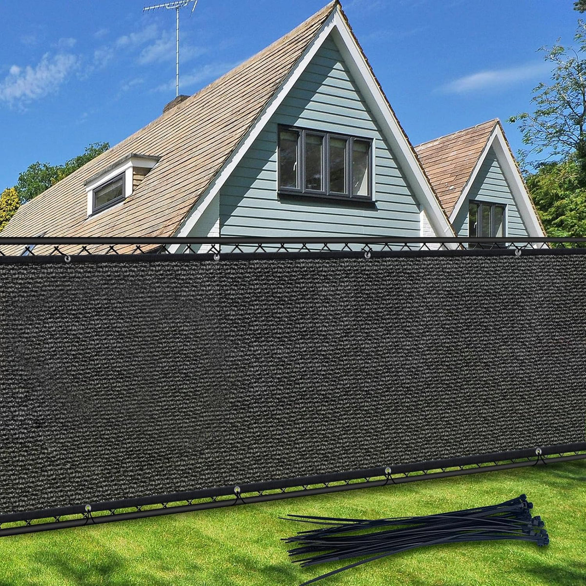 TOTU privacy screen fence 6ft x 50ft blocks view and enhances backyard privacy.
