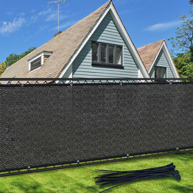 TOTU privacy screen fence 6ft x 50ft blocks view and enhances backyard privacy.