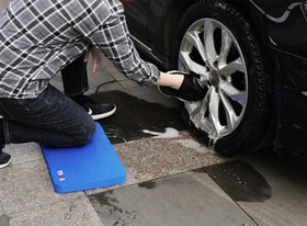 TOUA kneeling pad stored flat for compact portability