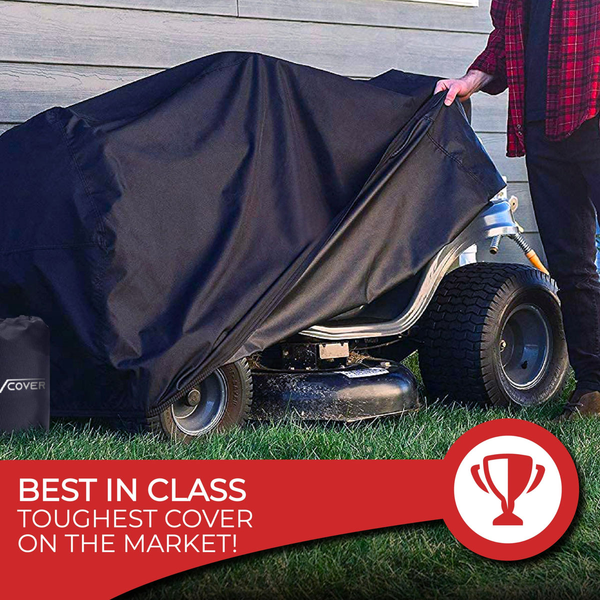 All-season Tough Cover protection for riding mowers and garden tractors with dust defense.