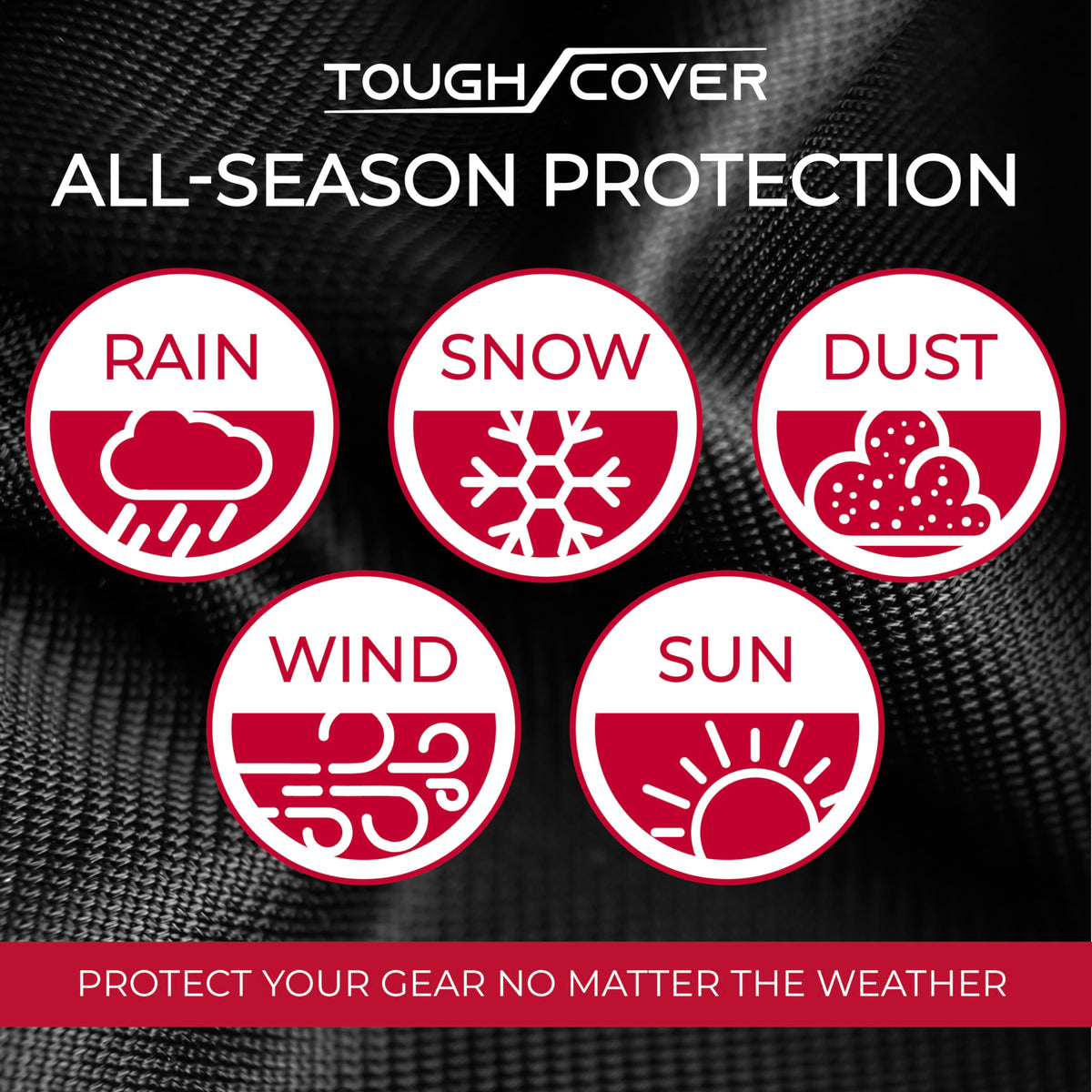 Tough Cover double-stitched seams along edge provide secure wind protection.