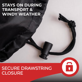 Durable lanyard helps Tough Cover achieve a snug fit on windy days.