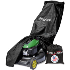Tough Cover lawn mower cover on a zero-turn mower with marine-grade waterproof protection.