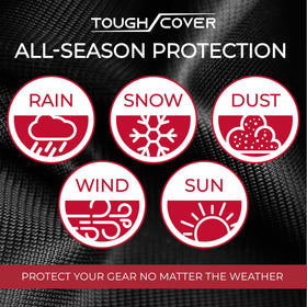 Tough Cover universal fit for tractors shows flexible, space-saving storage.