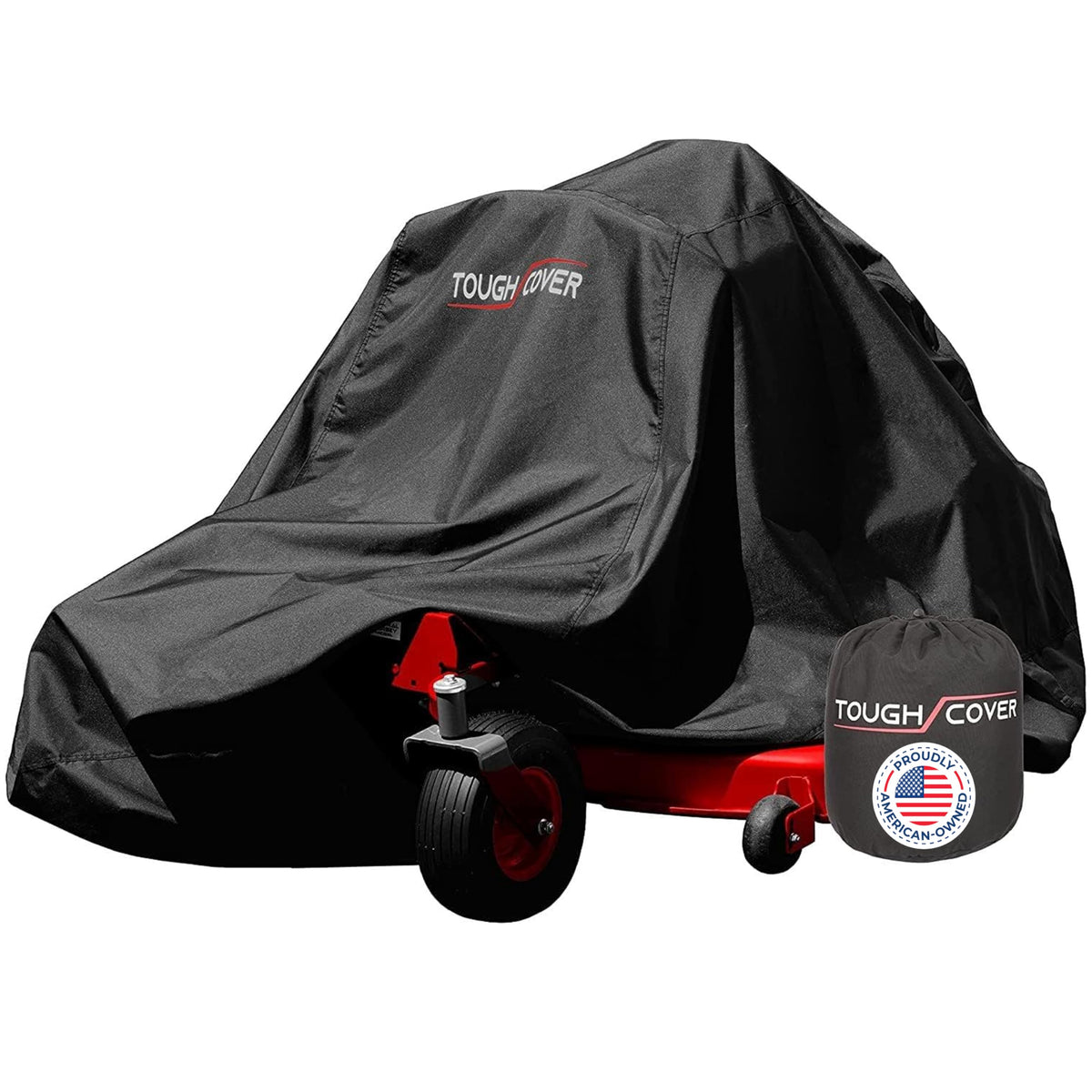 Tough Cover zero-turn mower cover, front view protects against rain and sun.