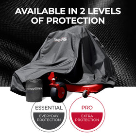Tough Cover zero-turn mower cover, side view with drawstring for wind resistance.