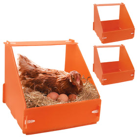 Touri orange chicken nesting box 3-pack enhances hen comfort and visibility.