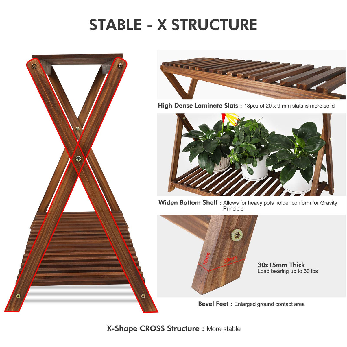 High-low arrangement optimizing sunlight exposure on Tovacu stand