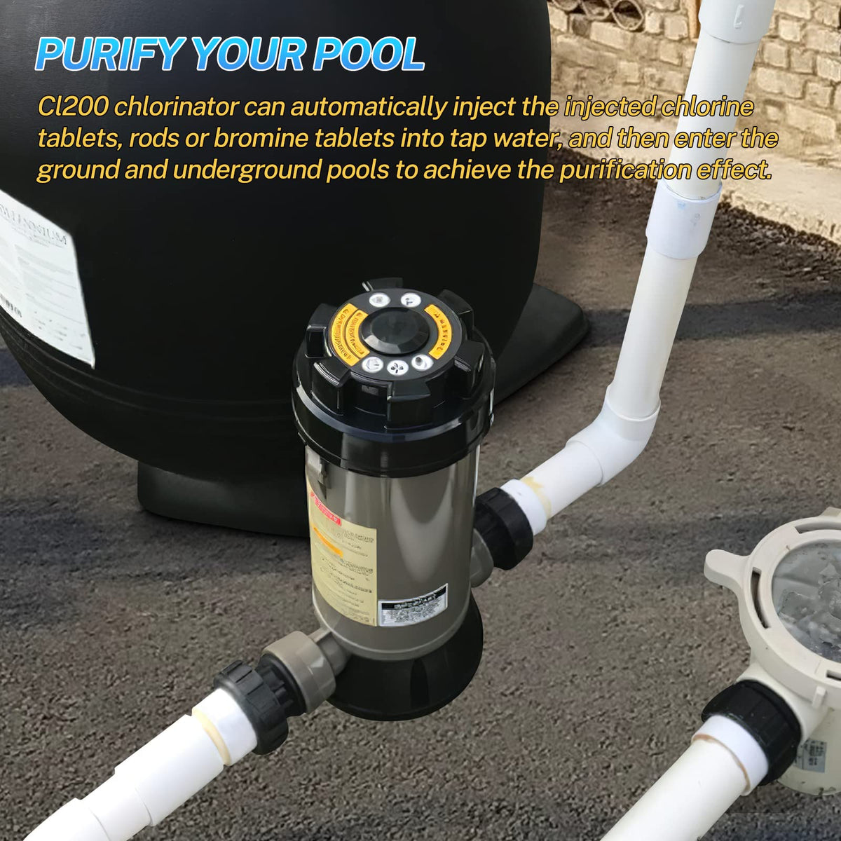 TOVEN-RV CL200 corrosion-resistant body withstands harsh pool chemicals.
