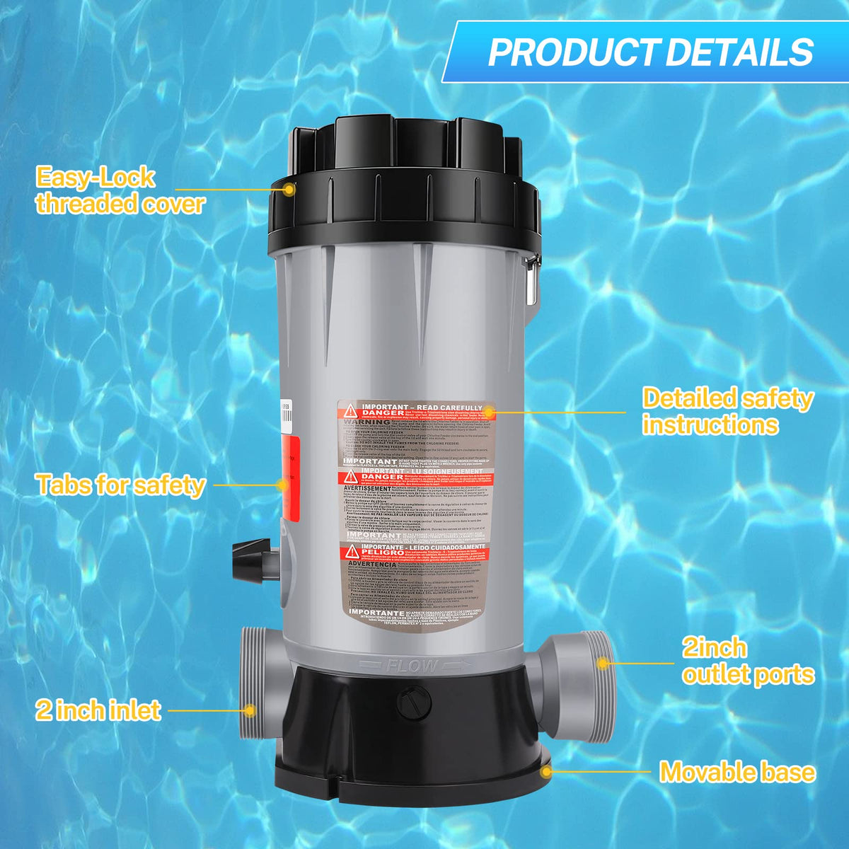 TOVEN-RV CL200 large-capacity dispenser for extended chlorine tablet use.