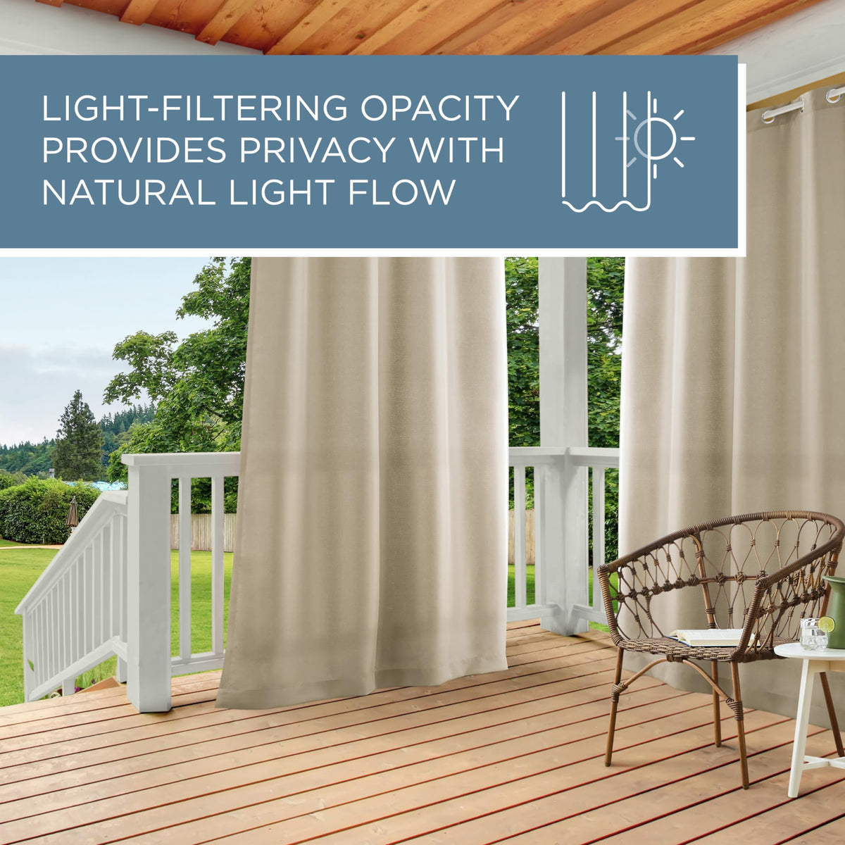 Easy-care polyester fabric from Cabana curtains ready for spot-clean cleaning