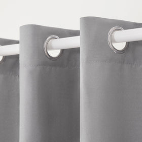 Town & Country Basics Cabana curtains on outdoor window with light control