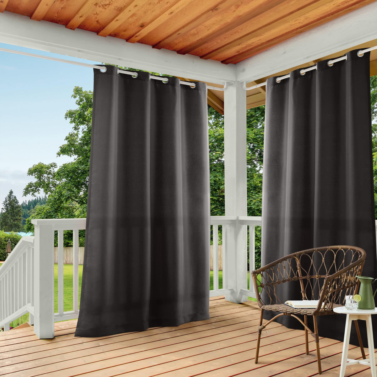 Town and Country Basics Cabana curtains front view for indoor outdoor privacy