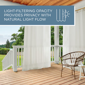Town and Country Basics Cabana curtains in vanilla tone brighten spaces while preserving privacy.