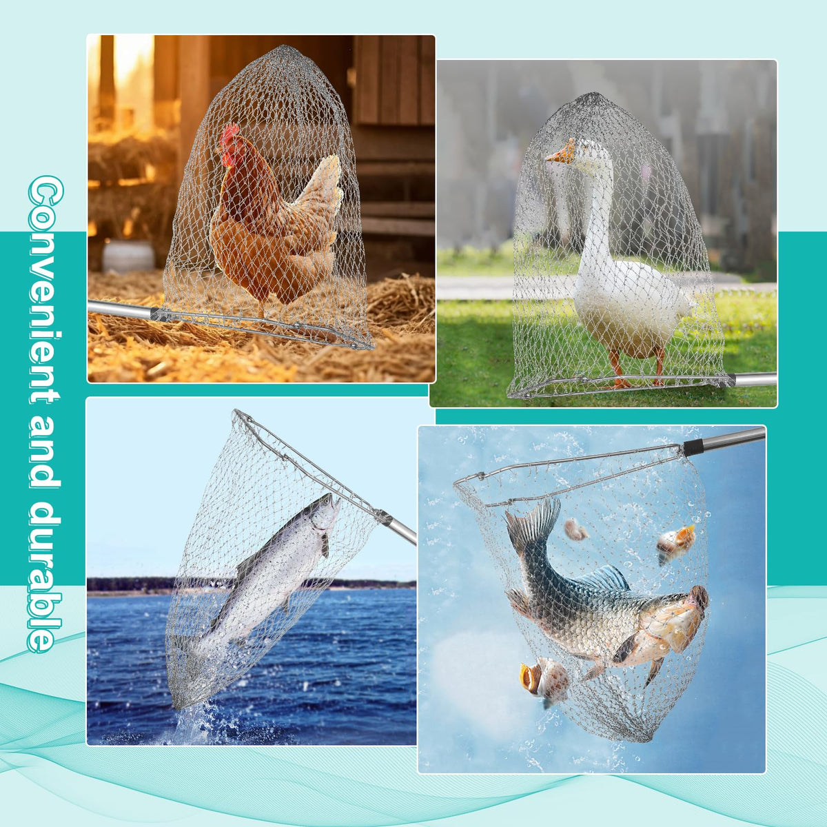 TOXYMHO chicken net at 23.2 inches depth enables secure captures.