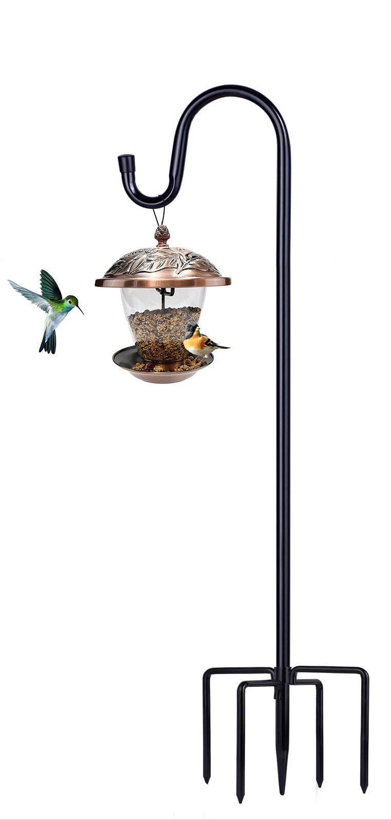 ToyHotels shepherd hook 46 inch base for hanging lanterns and feeders with sturdy stability.