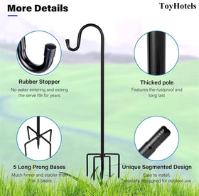ToyHotels shepherd hooks hanging lanterns for outdoor ambiance and safe display.