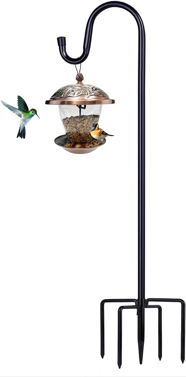 ToyHotels shepherd hook outdoor 78-inch pole for easy bird feeder display