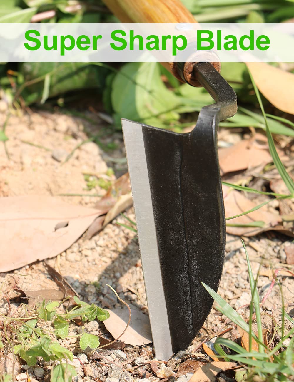 TOYPOPOR carbon steel blade on weeding sickle hoe shows long-lasting sharpness.