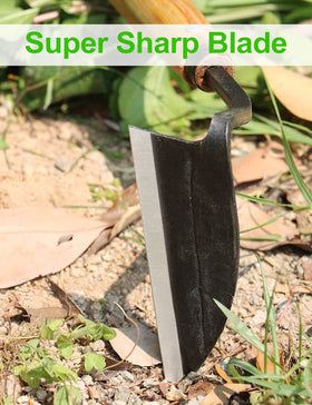 TOYPOPOR carbon steel blade on weeding sickle hoe shows long-lasting sharpness.