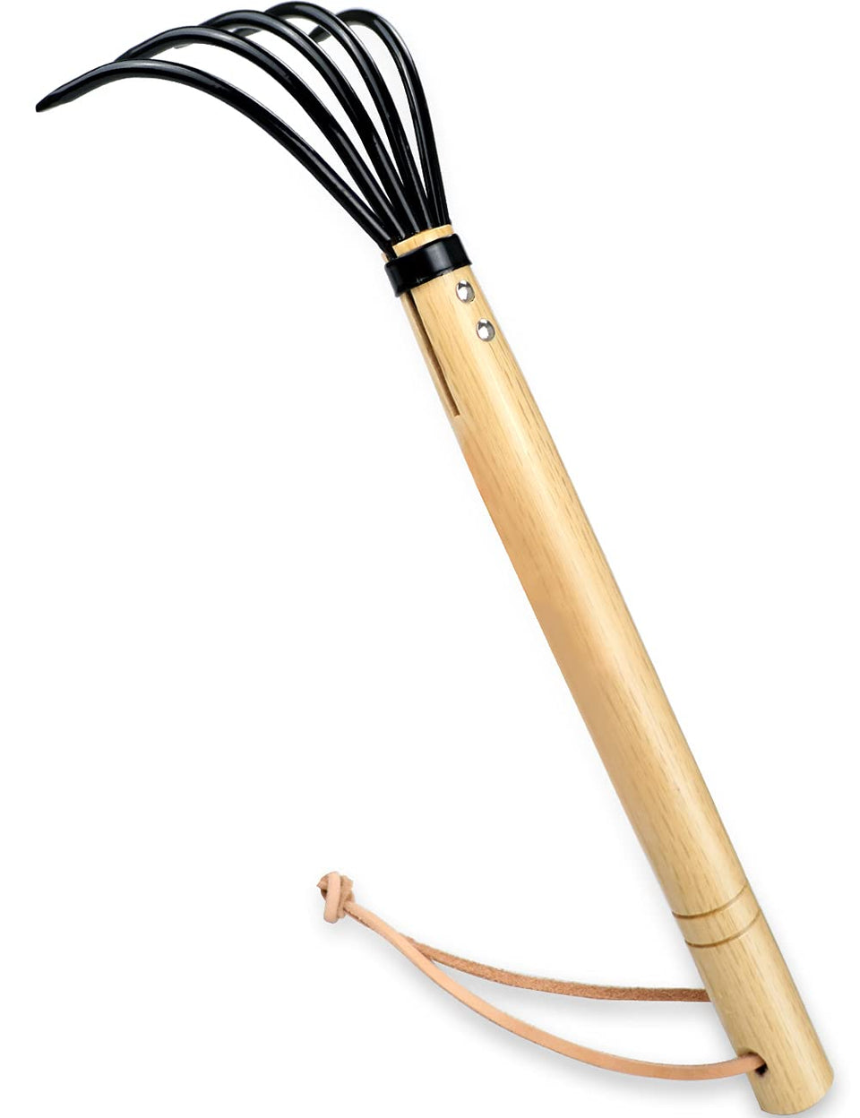 TOYPOPOR 15-inch gardeners claw rake for easy soil loosening and aeration.