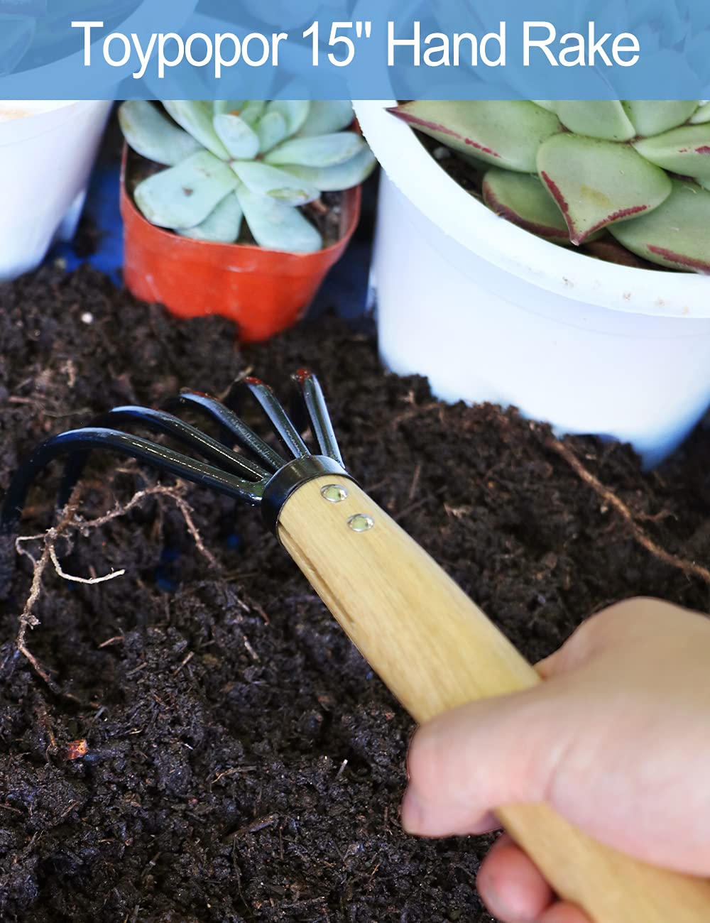 TOYPOPOR ergonomic wooden handle provides a firm, fatigue-reducing grip.