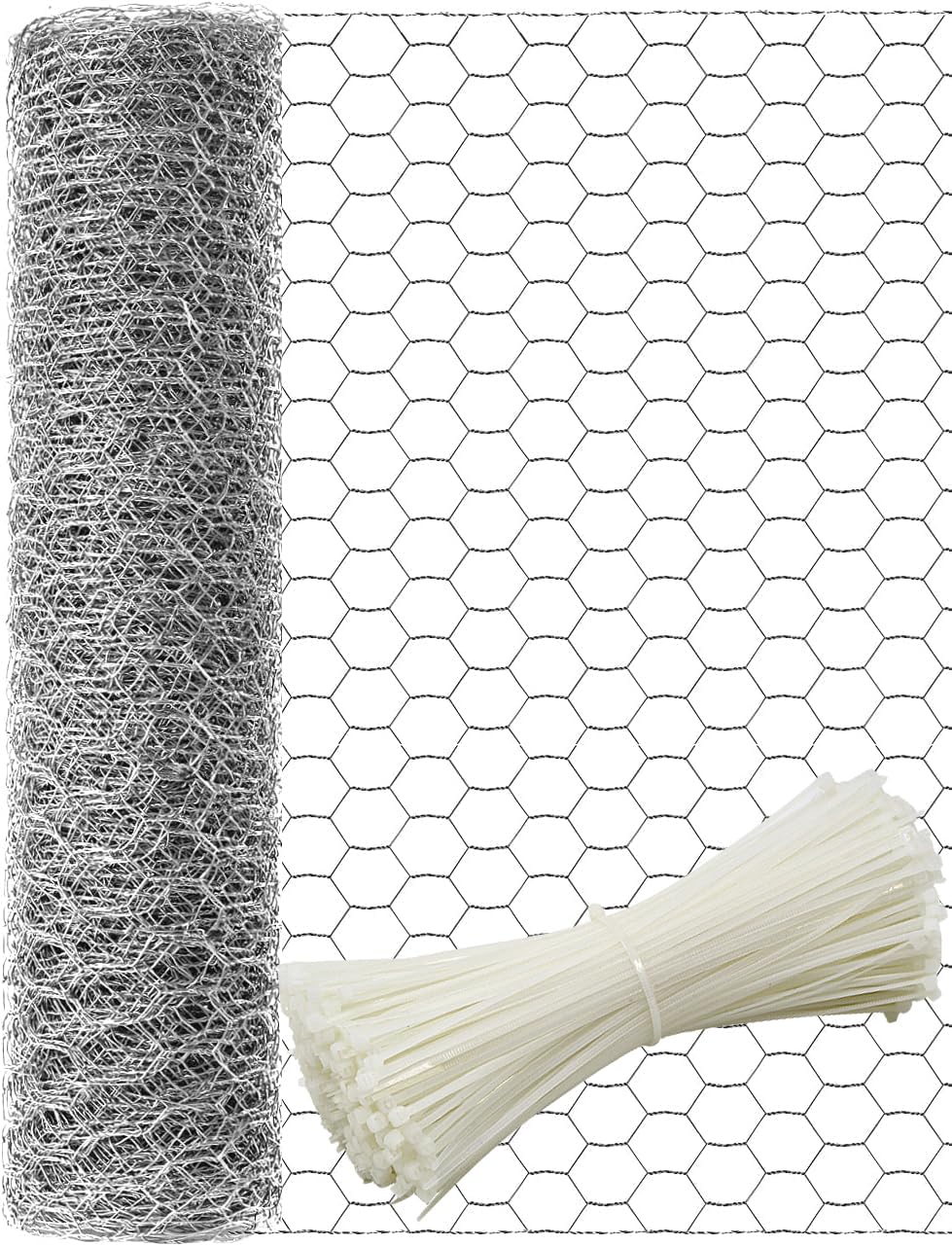 TOYPOPOR chicken wire 16in by 82ft hexagonal galvanized mesh for durable garden fencing