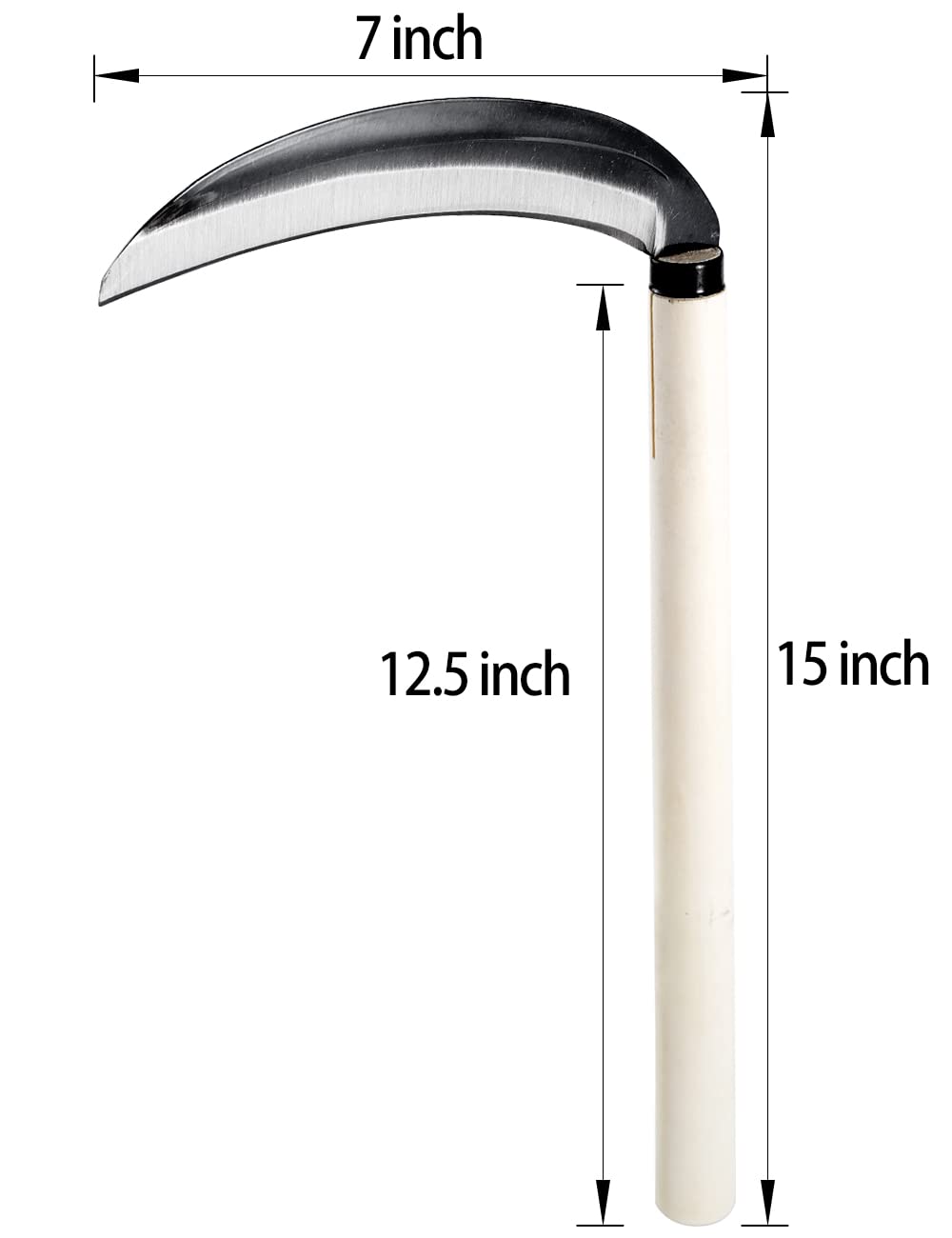 TOYPOPOR grass sickle crescent blade close-up highlighting a sharp edge for soft weeds.