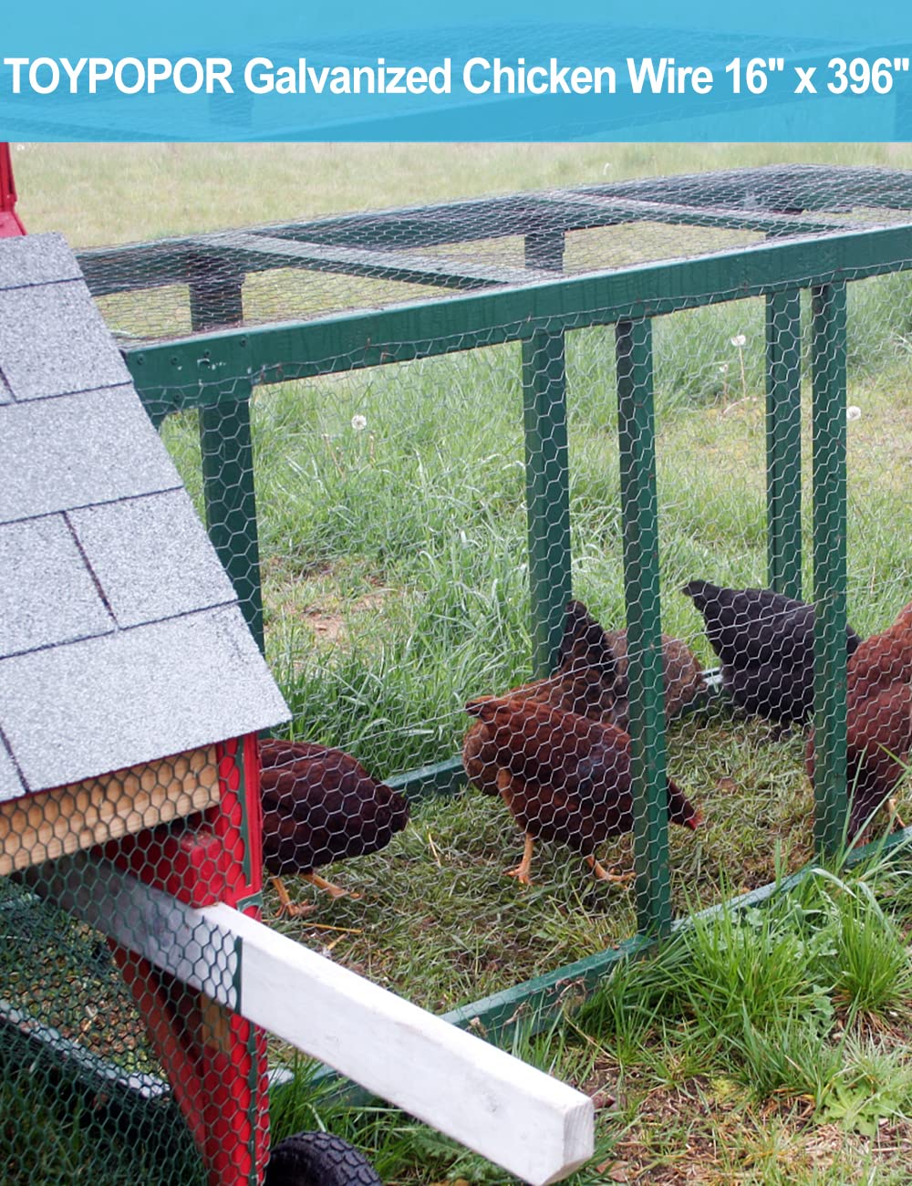 TOYPOPOR hexagonal mesh close-up, rust-resistant fencing for long-lasting use.